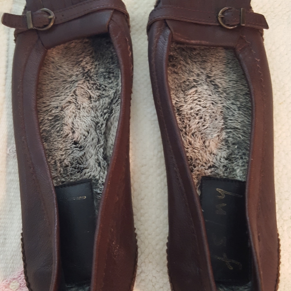 French sole/NY leather Ballet Fur Flats